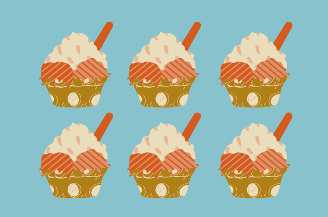 アイスクリームが並んだイラスト