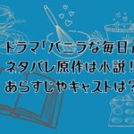 ドラマ「バニラな毎日」ネタバレ原作は小説！あらすじやキャストは？